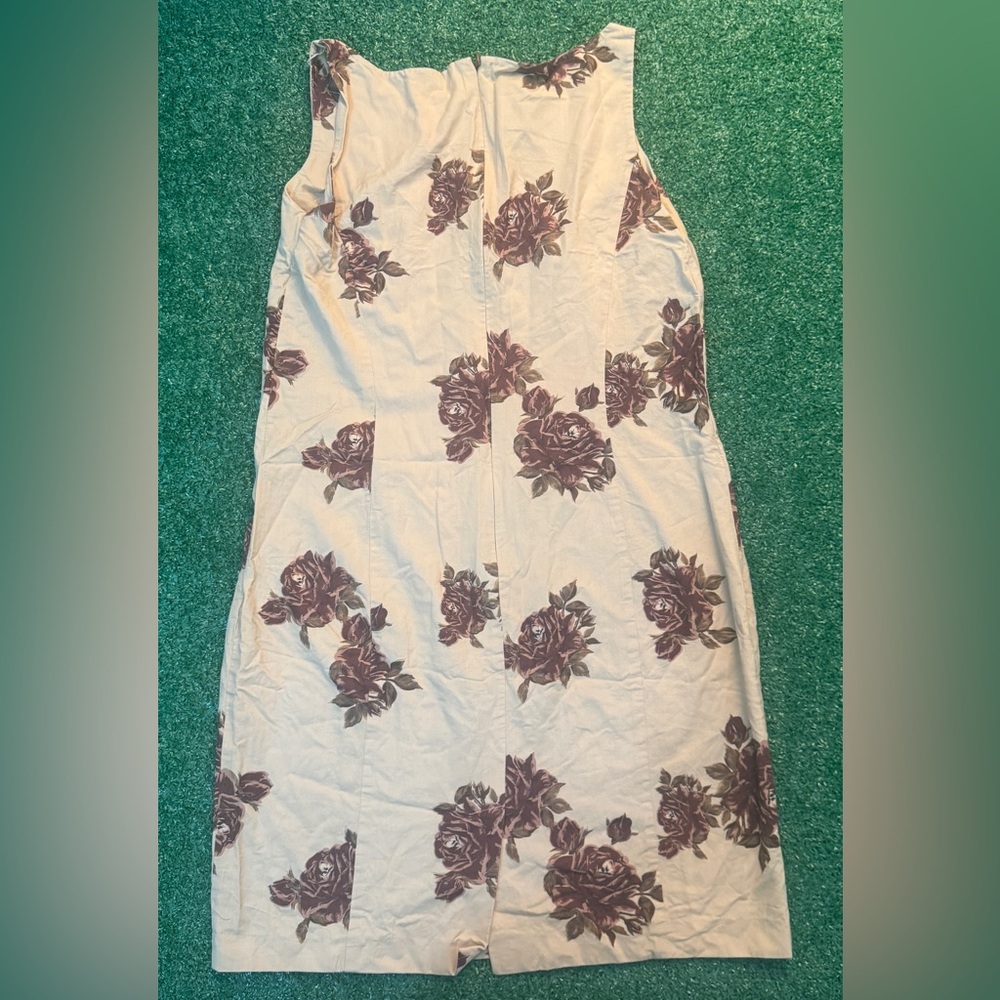 Due Per Due Veste Silk Dress Womens 12 Cream Floral Sleeveless Artsy Flower - Picture 6 of 6